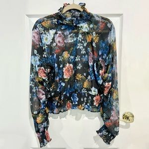 H&M Floral Turtleneck Top